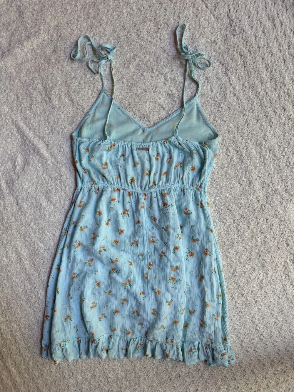 Billabong Light Blue Floral Tie-Shoulder Slip Dress